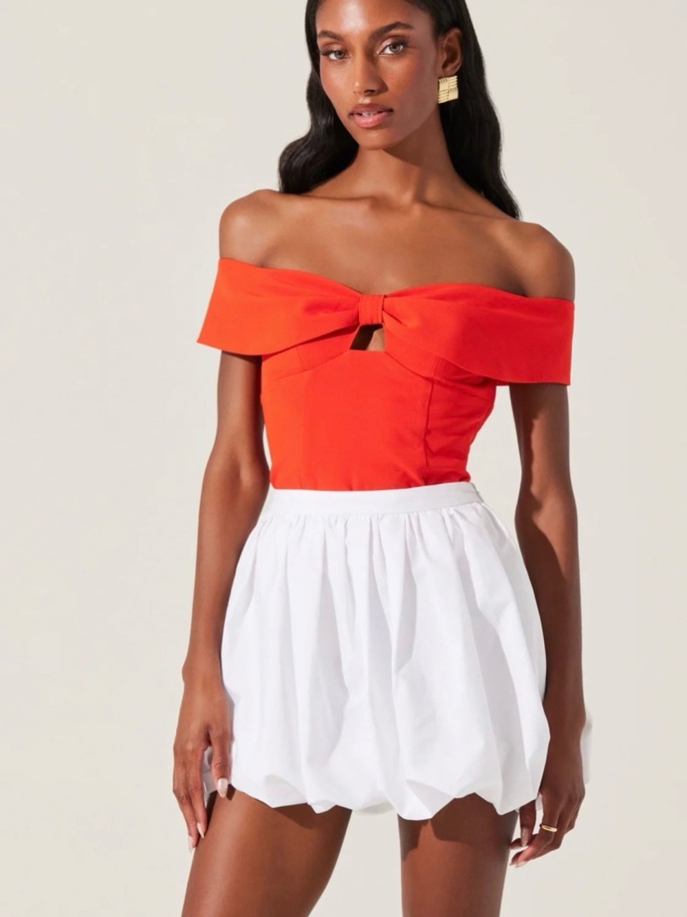 ASTR Telayna Off Shoulder Bow Top